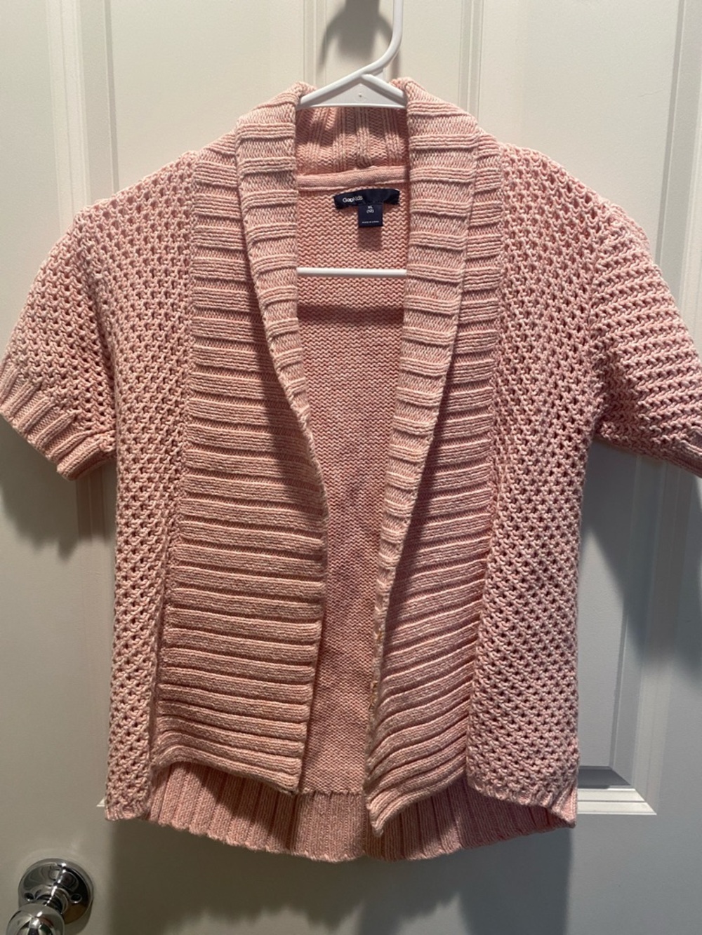 EUC Gap Kids Dusty Blush Open-Front Short-Sleeve Cardigan